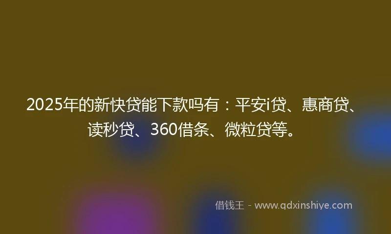 2025年的新快贷能下款吗有：平安i贷、惠商贷、读秒贷、360借条、微粒贷等。