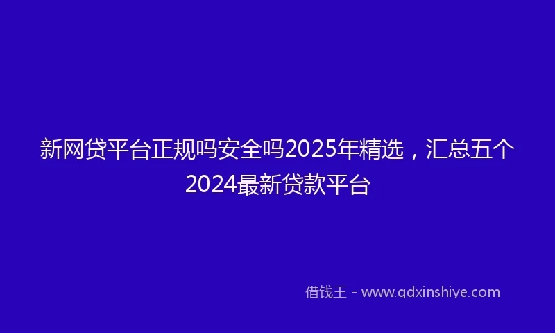 新网贷平台正规吗安全吗2025年精选，汇总五个2024最新贷款平台