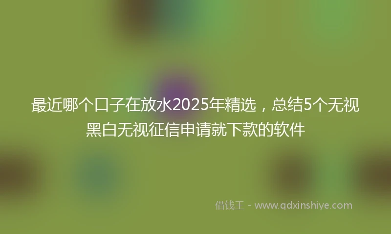 最近哪个口子在放水2025年精选，总结5个无视黑白无视征信申请就下款的软件