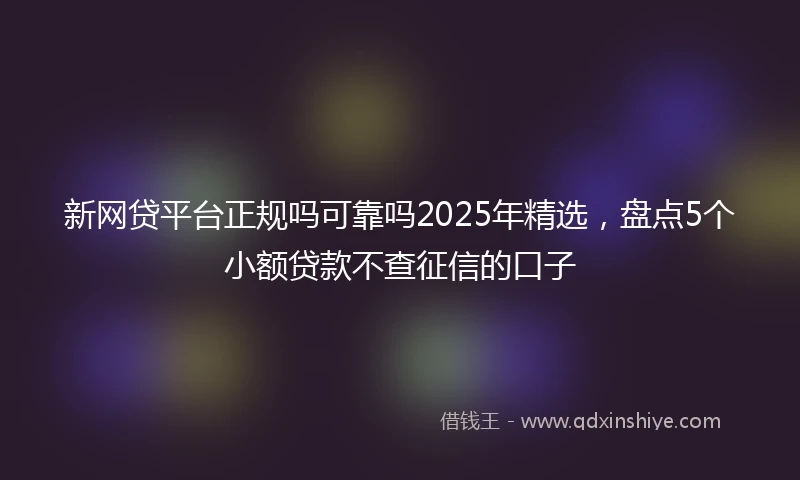 新网贷平台正规吗可靠吗2025年精选，盘点5个小额贷款不查征信的口子