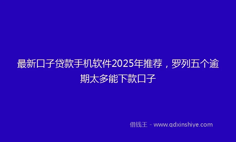 最新口子贷款手机软件2025年推荐，罗列五个逾期太多能下款口子