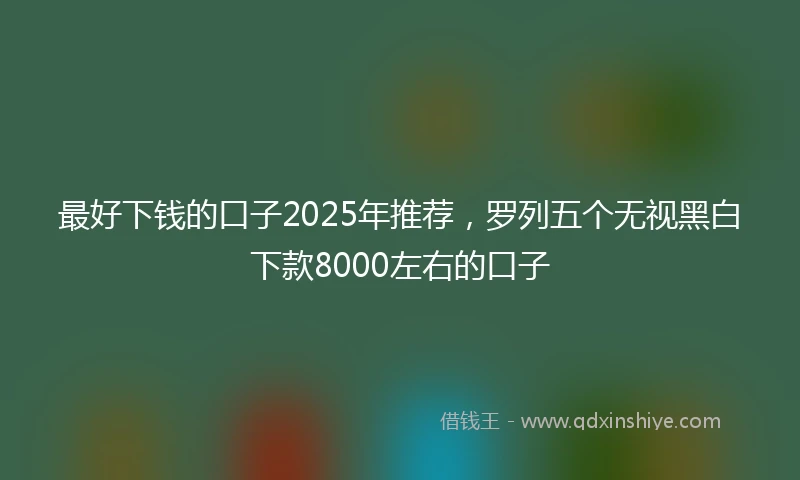 最好下钱的口子2025年推荐，罗列五个无视黑白下款8000左右的口子