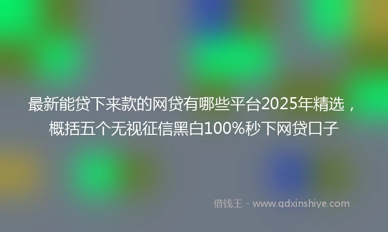 最新能贷下来款的网贷有哪些平台2025年精选，概括五个无视征信黑白100%秒下网贷口子
