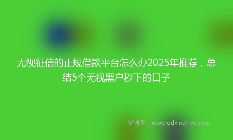 无视征信的正规借款平台怎么办2025年推荐，总结5个无视黑户秒下的口子