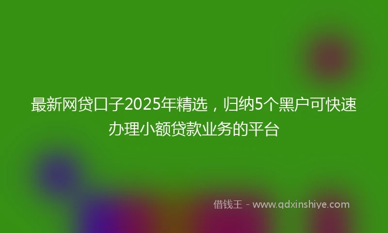 最新网贷口子2025年精选，归纳5个黑户可快速办理小额贷款业务的平台