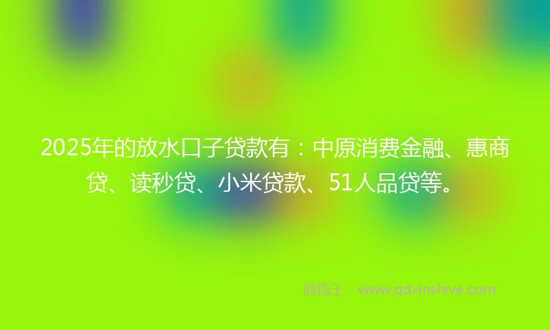 2025年的放水口子贷款有：中原消费金融、惠商贷、读秒贷、小米贷款、51人品贷等。