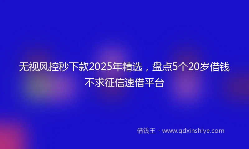 无视风控秒下款2025年精选，盘点5个20岁借钱不求征信速借平台