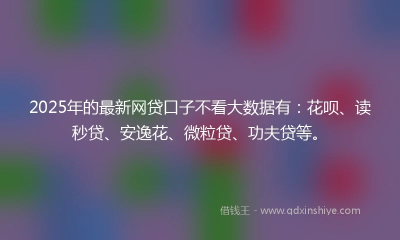 2025年的最新网贷口子不看大数据有：花呗、读秒贷、安逸花、微粒贷、功夫贷等。