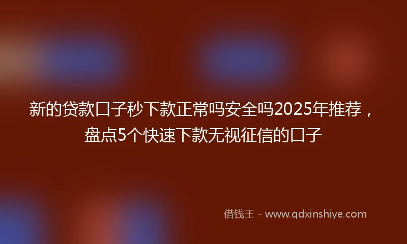 新的贷款口子秒下款正常吗安全吗2025年推荐，盘点5个快速下款无视征信的口子