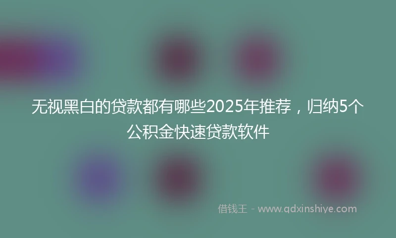 无视黑白的贷款都有哪些2025年推荐，归纳5个公积金快速贷款软件