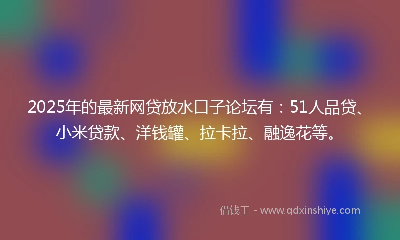 2025年的最新网贷放水口子论坛有：51人品贷、小米贷款、洋钱罐、拉卡拉、融逸花等。