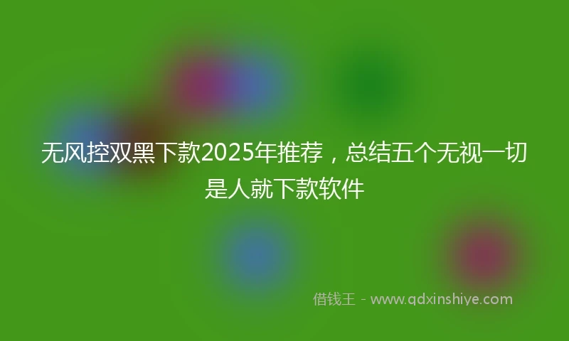 无风控双黑下款2025年推荐，总结五个无视一切是人就下款软件