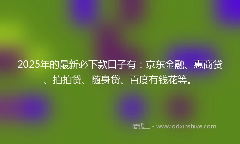 2025年的最新必下款口子有：京东金融、惠商贷、拍拍贷、随身贷、百度有钱花等。