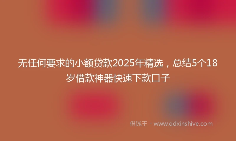 无任何要求的小额贷款2025年精选，总结5个18岁借款神器快速下款口子