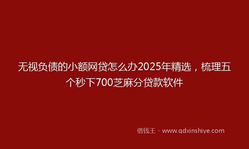 无视负债的小额网贷怎么办2025年精选，梳理五个秒下700芝麻分贷款软件