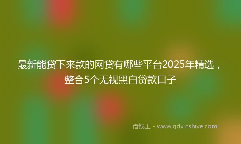 最新能贷下来款的网贷有哪些平台2025年精选，整合5个无视黑白贷款口子