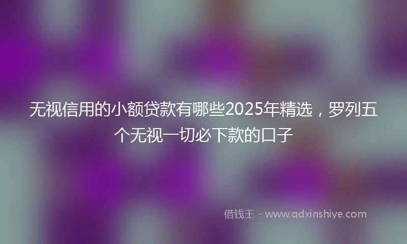 无视信用的小额贷款有哪些2025年精选，罗列五个无视一切必下款的口子