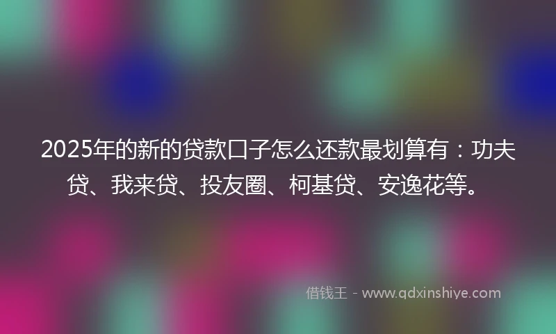 2025年的新的贷款口子怎么还款最划算有：功夫贷、我来贷、投友圈、柯基贷、安逸花等。