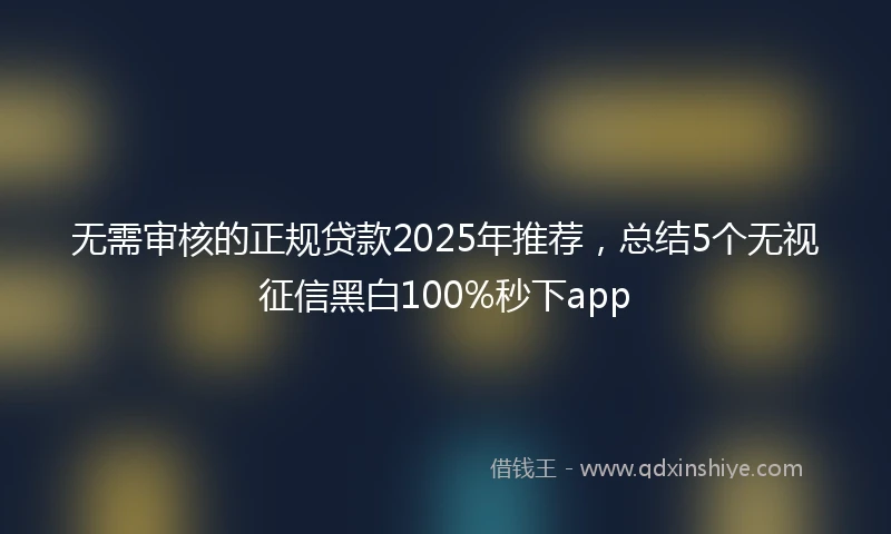 无需审核的正规贷款2025年推荐，总结5个无视征信黑白100%秒下app