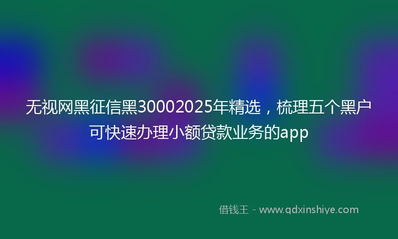 无视网黑征信黑30002025年精选，梳理五个黑户可快速办理小额贷款业务的app