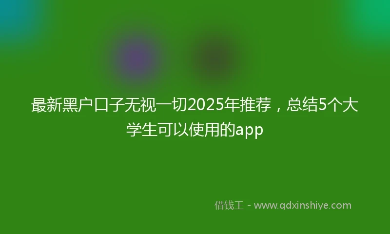 最新黑户口子无视一切2025年推荐,总结5个大学生可以使用的app