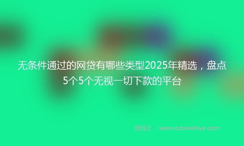 无条件通过的网贷有哪些类型2025年精选，盘点5个5个无视一切下款的平台