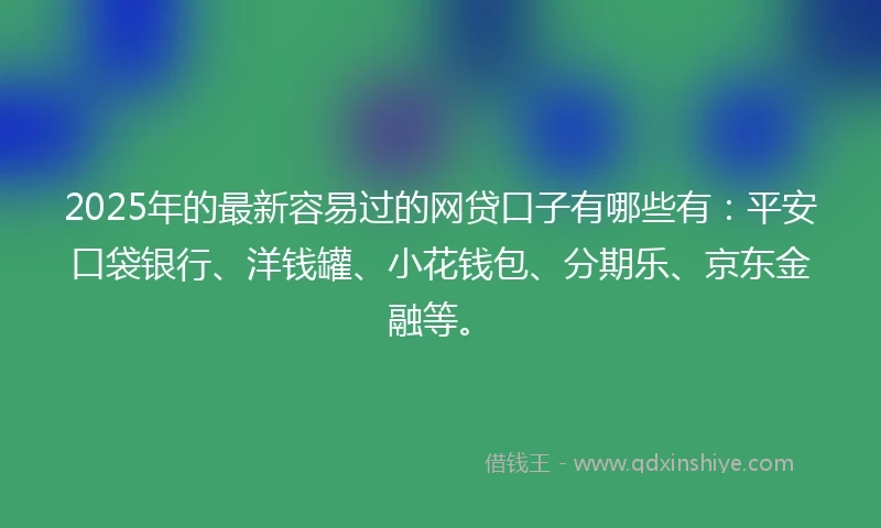 2025年的最新容易过的网贷口子有哪些有：平安口袋银行、洋钱罐、小花钱包、分期乐、京东金融等。