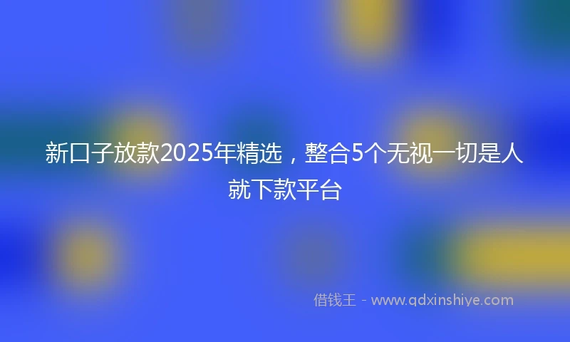 新口子放款2025年精选，整合5个无视一切是人就下款平台