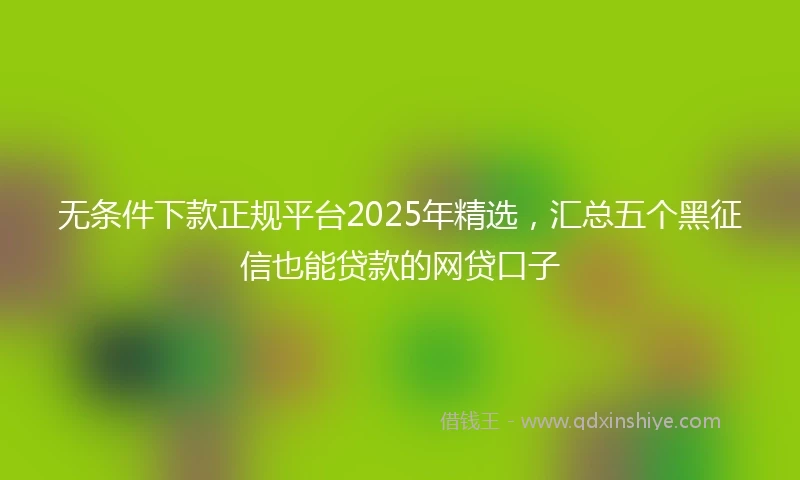 无条件下款正规平台2025年精选，汇总五个黑征信也能贷款的网贷口子