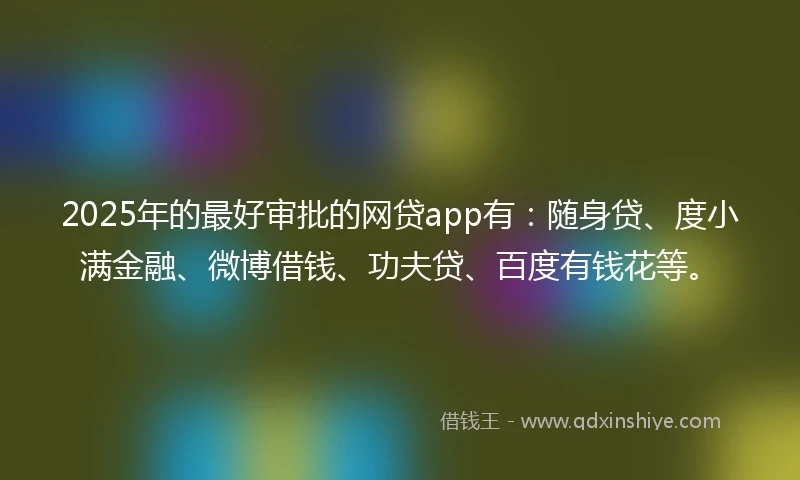 2025年的最好审批的网贷app有：随身贷、度小满金融、微博借钱、功夫贷、百度有钱花等。