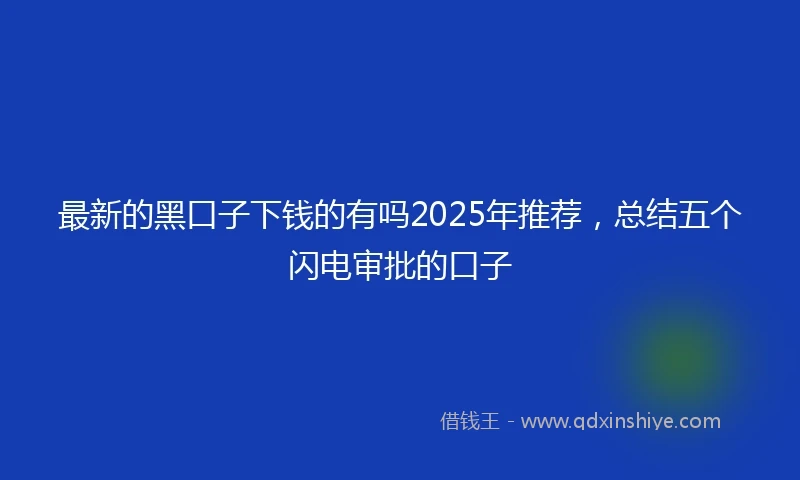 最新的黑口子下钱的有吗2025年推荐，总结五个闪电审批的口子