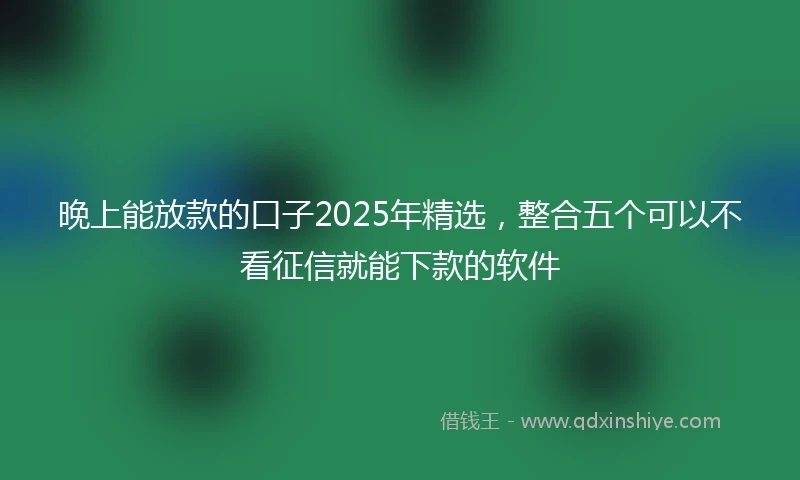 晚上能放款的口子2025年精选，整合五个可以不看征信就能下款的软件
