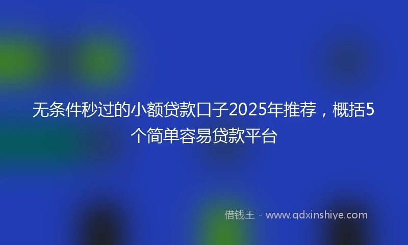 无条件秒过的小额贷款口子2025年推荐，概括5个简单容易贷款平台