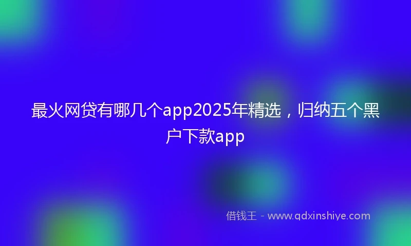 最火网贷有哪几个app2025年精选，归纳五个黑户下款app