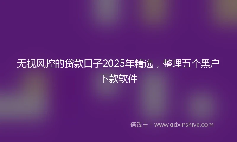 无视风控的贷款口子2025年精选，整理五个黑户下款软件