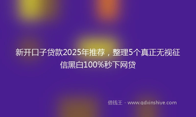 新开口子贷款2025年推荐，整理5个真正无视征信黑白100%秒下网贷