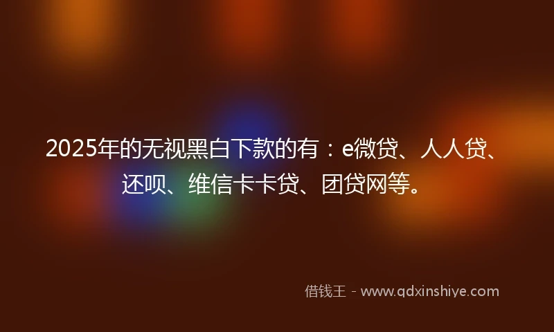 2025年的无视黑白下款的有：e微贷、人人贷、还呗、维信卡卡贷、团贷网等。