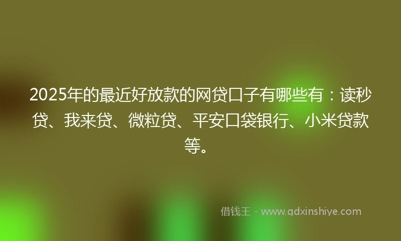 2025年的最近好放款的网贷口子有哪些有：读秒贷、我来贷、微粒贷、平安口袋银行、小米贷款等。