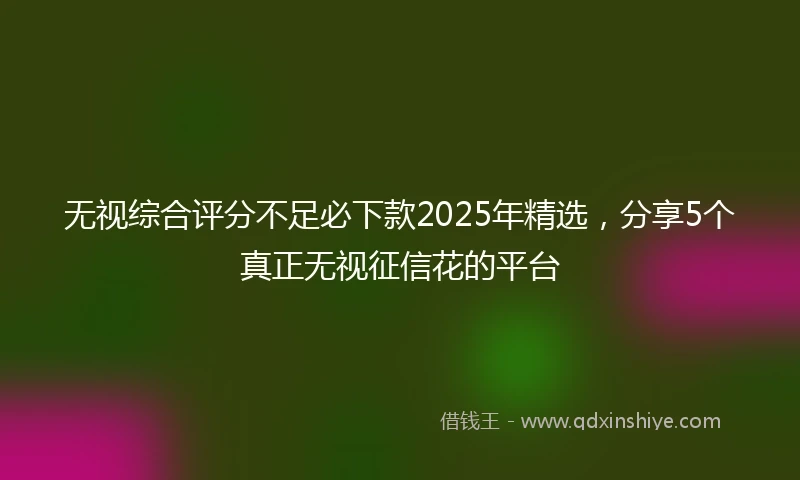 无视综合评分不足必下款2025年精选，分享5个真正无视征信花的平台