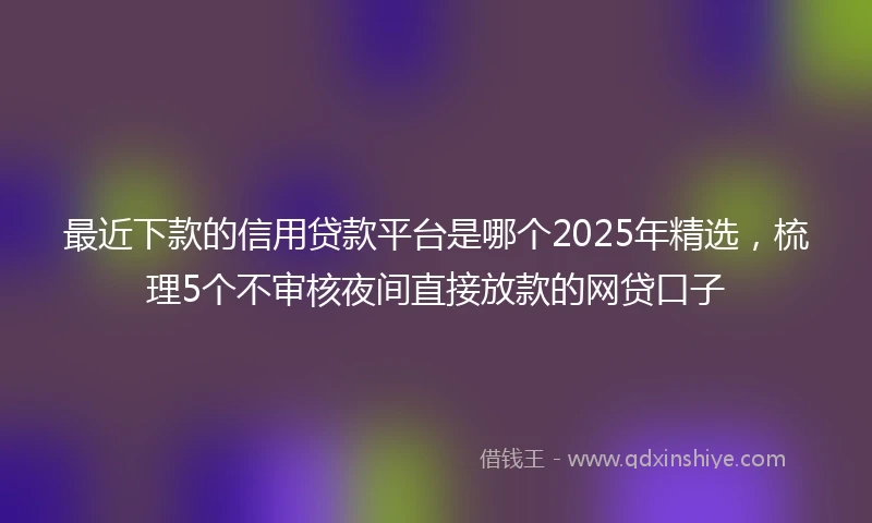 最近下款的信用贷款平台是哪个2025年精选，梳理5个不审核夜间直接放款的网贷口子