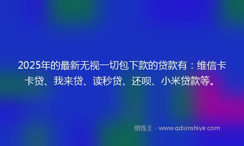 2025年的最新无视一切包下款的贷款有：维信卡卡贷、我来贷、读秒贷、还呗、小米贷款等。