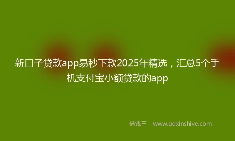 新口子贷款app易秒下款2025年精选，汇总5个手机支付宝小额贷款的app