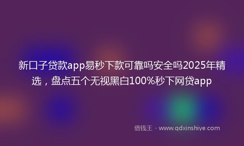 新口子贷款app易秒下款可靠吗安全吗2025年精选，盘点五个无视黑白100%秒下网贷app