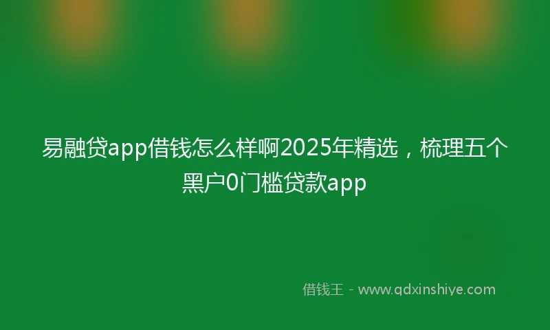 易融贷app借钱怎么样啊2025年精选，梳理五个黑户0门槛贷款app