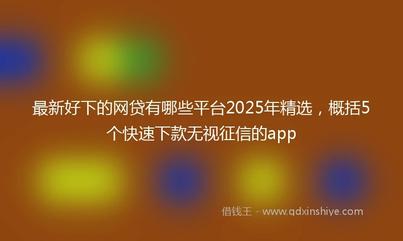 最新好下的网贷有哪些平台2025年精选，概括5个快速下款无视征信的app