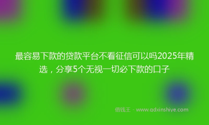 最容易下款的贷款平台不看征信可以吗2025年精选，分享5个无视一切必下款的口子