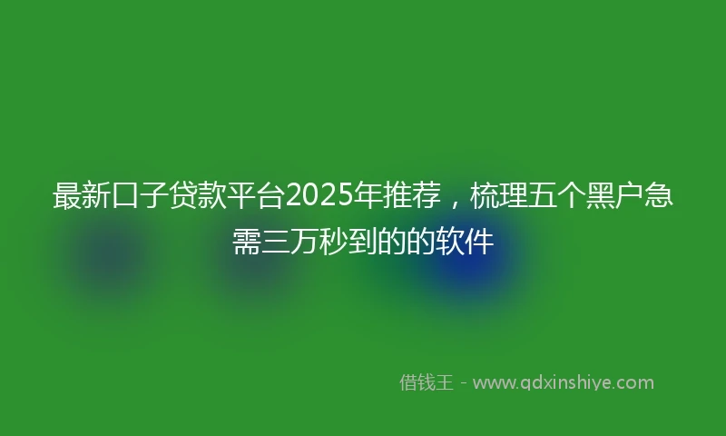 最新口子贷款平台2025年推荐，梳理五个黑户急需三万秒到的的软件