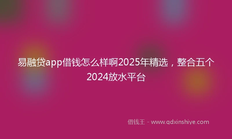 易融贷app借钱怎么样啊2025年精选，整合五个2024放水平台