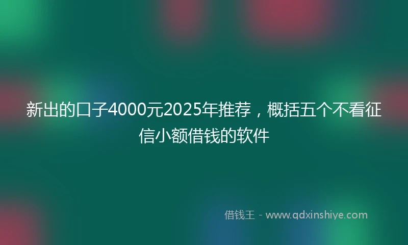 新出的口子4000元2025年推荐，概括五个不看征信小额借钱的软件