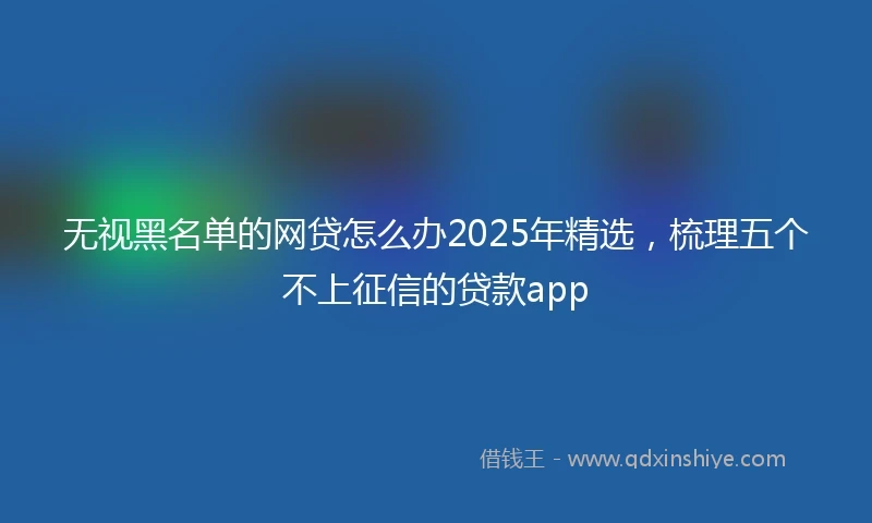 无视黑名单的网贷怎么办2025年精选，梳理五个不上征信的贷款app